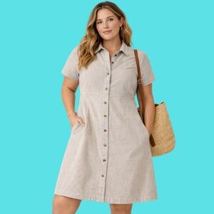 Vintage 100% Cotton Liz Claiborne Black and White Striped Workwear Dress